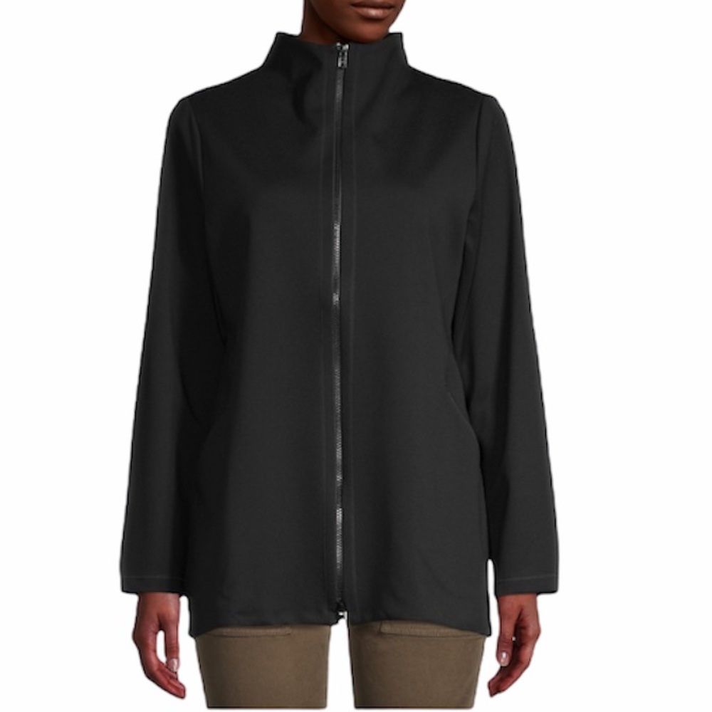 Eileen Fisher Stand-Collar Jacket Black New Small $318